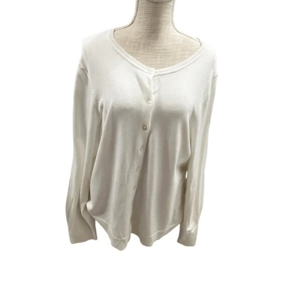 Charter Club White Button Down Sweater Cardigan Women’s 2X - Picture 1 of 5